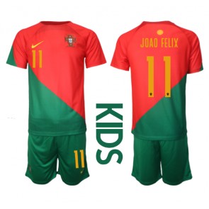 Portugal Joao Felix #11 Hemmaställ Barn VM 2022 Kortärmad (+ Korta byxor)